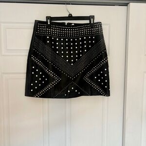 Faux Leather Black Studded Mini Skirt New with Tags